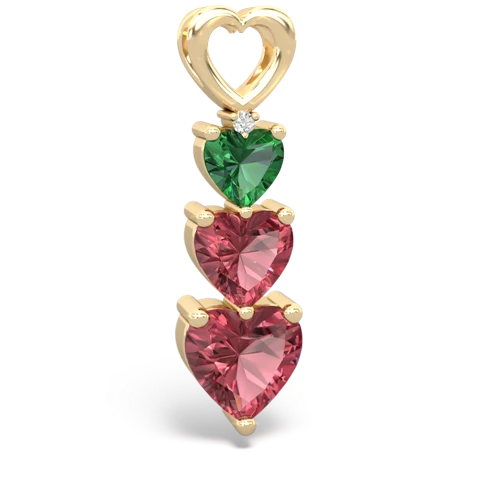 Lab Emerald Lab Created Emerald with Genuine Pink Tourmaline and Lab Created Pink Sapphire Past Present Future pendant Pendant