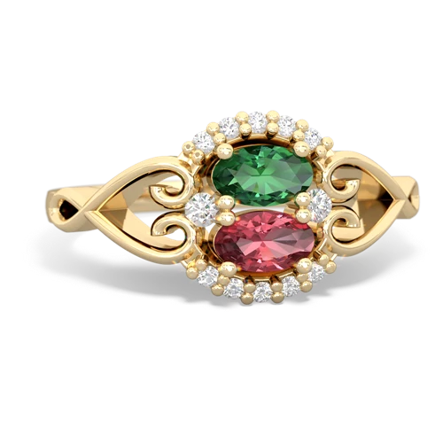 lab emerald-tourmaline antique keepsake ring