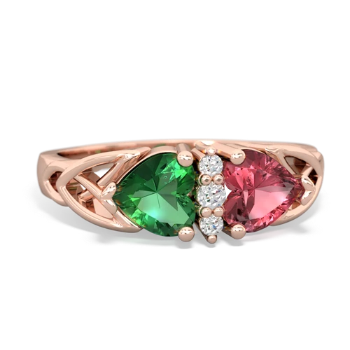 lab emerald-tourmaline celtic ring