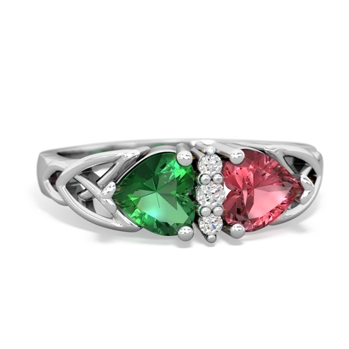lab emerald-tourmaline celtic ring