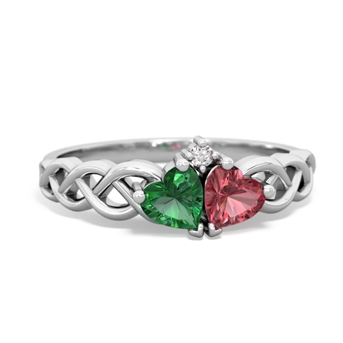 lab emerald-tourmaline celtic braid ring