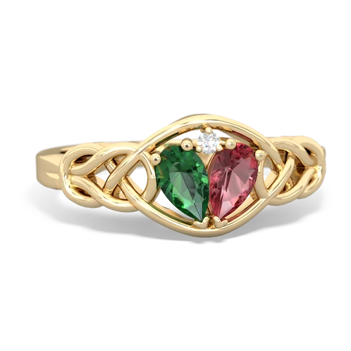 lab emerald-tourmaline celtic knot ring
