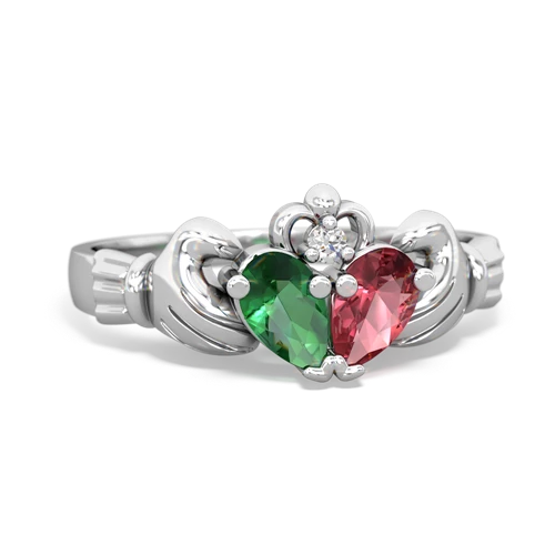 lab emerald-tourmaline claddagh ring