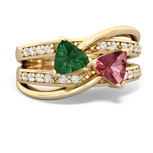 Lab Emerald Lab Created Emerald with Genuine Pink Tourmaline Bowtie ring Ring