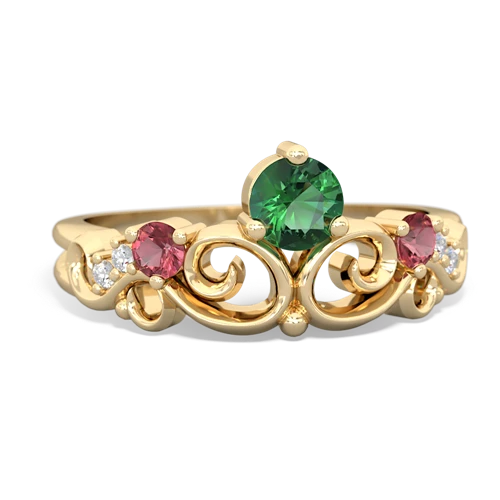 Lab Emerald Lab Created Emerald with Genuine Pink Tourmaline and  Crown Keepsake ring Ring
