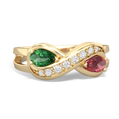 Lab Emerald Lab Created Emerald with Genuine Pink Tourmaline Diamond Infinity ring Ring