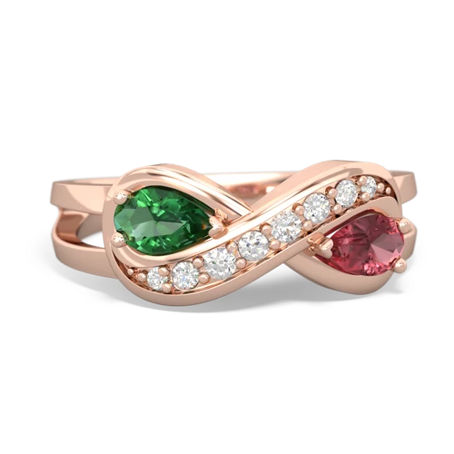 lab emerald-tourmaline diamond infinity ring