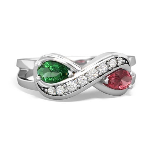 lab emerald-tourmaline diamond infinity ring