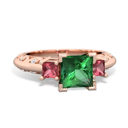 lab emerald-tourmaline engagement ring