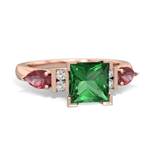 lab emerald-tourmaline engagement ring