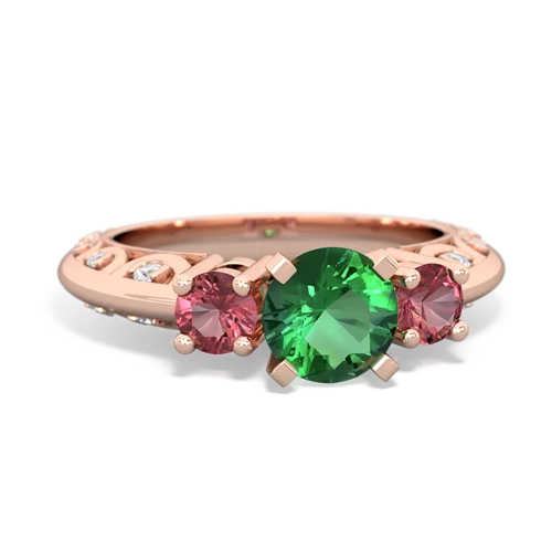 lab emerald-tourmaline engagement ring