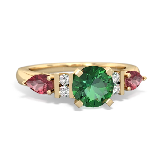 lab emerald-tourmaline engagement ring