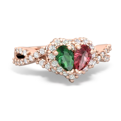 lab emerald-tourmaline engagement ring