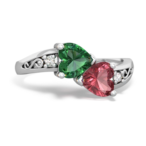 lab emerald-tourmaline filligree ring