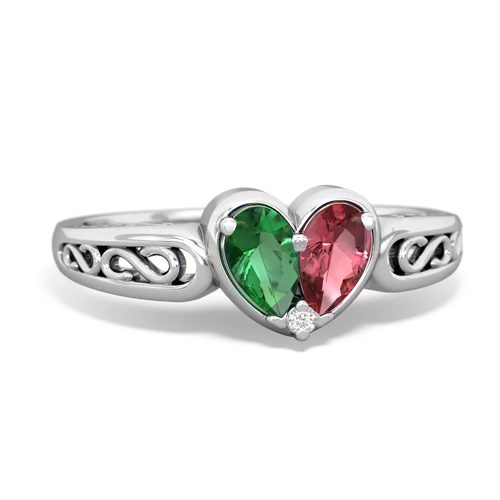 lab emerald-tourmaline filligree ring