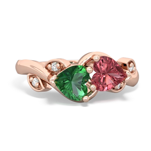 lab emerald-tourmaline floral keepsake ring