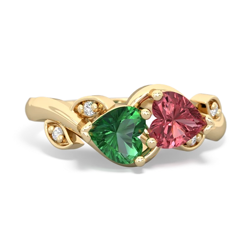 lab emerald-tourmaline floral keepsake ring
