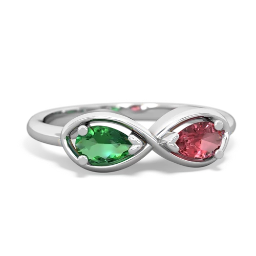 Lab Emerald Lab Created Emerald with Genuine Pink Tourmaline Infinity ring Ring