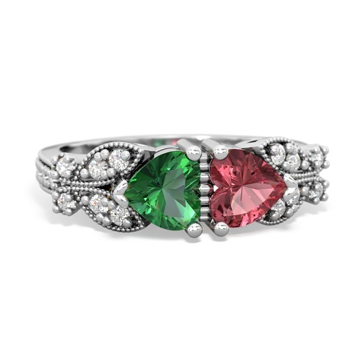 lab emerald-tourmaline keepsake butterfly ring