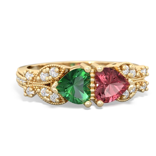 lab emerald-tourmaline keepsake butterfly ring