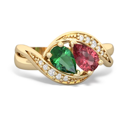 lab emerald-tourmaline keepsake curls ring