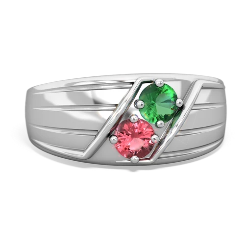 lab emerald-tourmaline mens ring