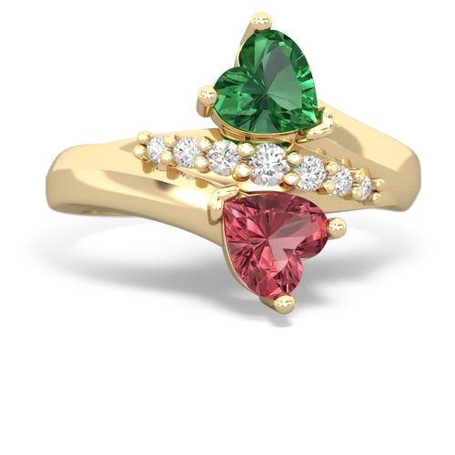lab emerald-tourmaline modern ring