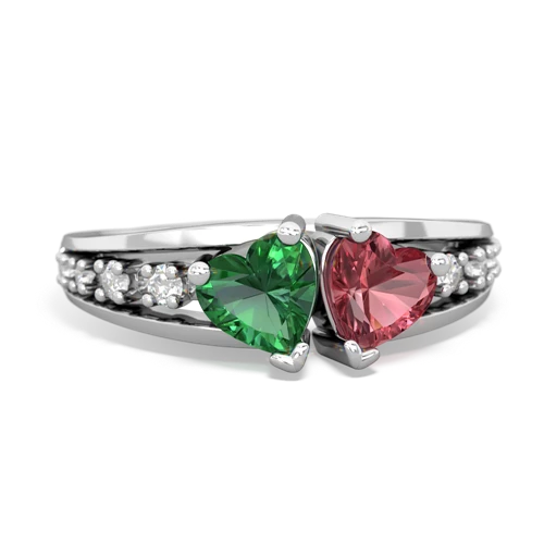 lab emerald-tourmaline modern ring