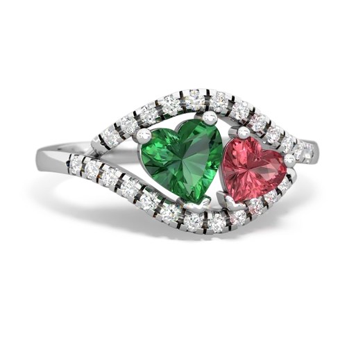 lab emerald-tourmaline mother child ring