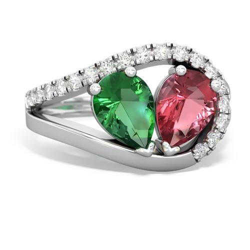 Lab Emerald Lab Created Emerald with Genuine Pink Tourmaline Nestled Heart Keepsake ring Ring