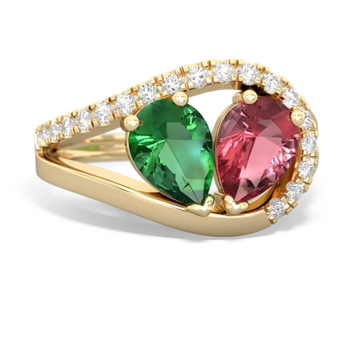 lab emerald-tourmaline pave heart ring