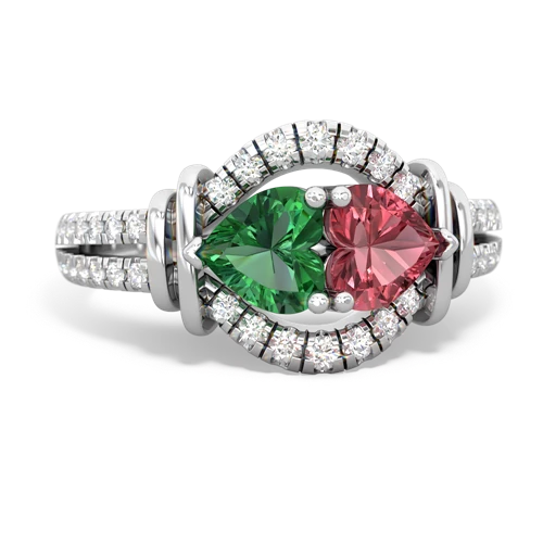 lab emerald-tourmaline pave keepsake ring