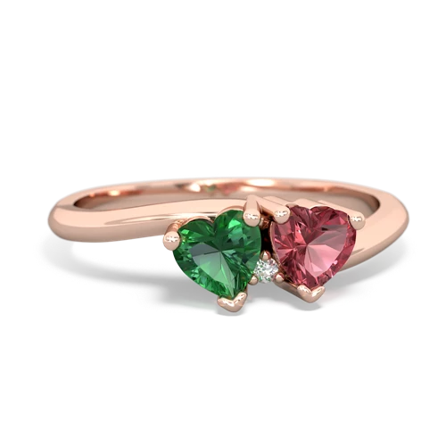 lab emerald-tourmaline sweethearts promise ring