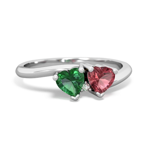 Lab Emerald Lab Created Emerald with Genuine Pink Tourmaline Sweetheart's Promise ring Ring