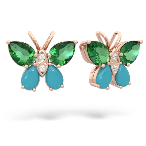 lab emerald-turquoise butterfly earrings