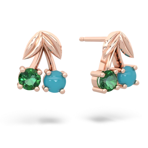 lab emerald-turquoise cherries earrings