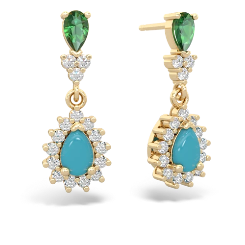 lab emerald-turquoise dangle earrings