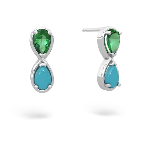 lab emerald-turquoise infinity earrings