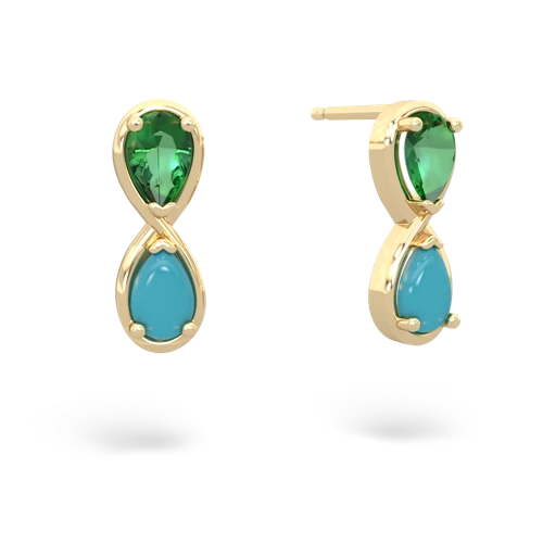 lab emerald-turquoise infinity earrings