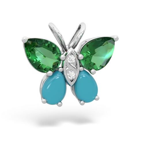 lab emerald-turquoise butterfly pendant