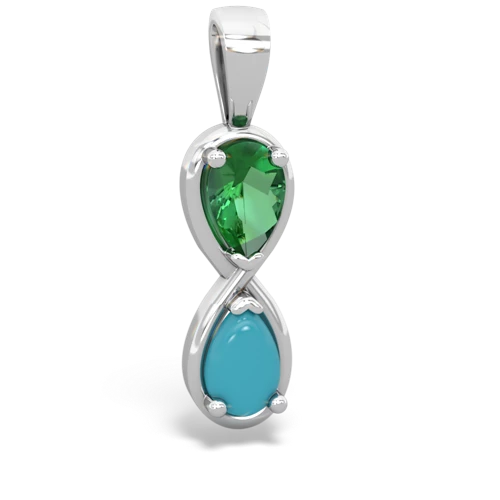 lab emerald-turquoise infinity pendant