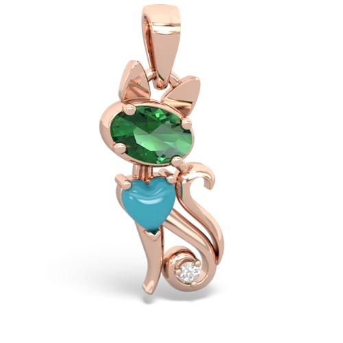 lab emerald-turquoise kitten pendant