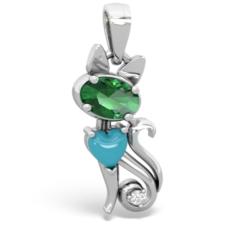 lab emerald-turquoise kitten pendant