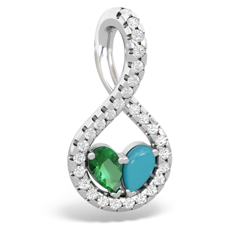 lab emerald-turquoise pave twist pendant