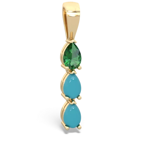 lab emerald-turquoise three stone pendant