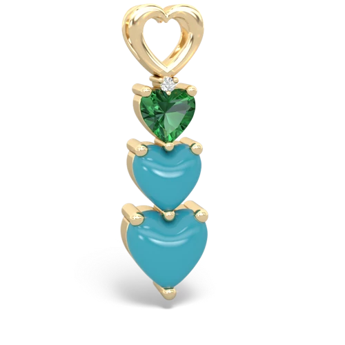 lab emerald-turquoise three stone pendant