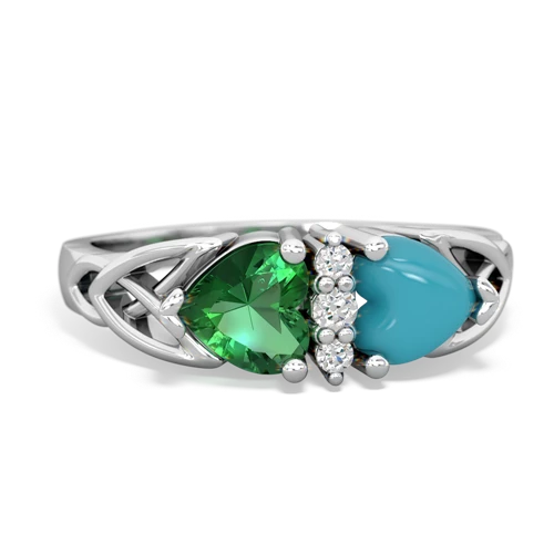 lab emerald-turquoise celtic ring