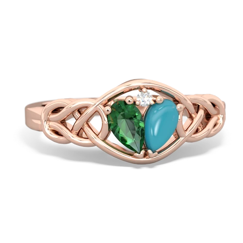 lab emerald-turquoise celtic knot ring