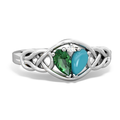 lab emerald-turquoise celtic knot ring