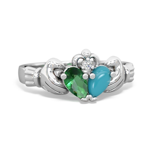 lab emerald-turquoise claddagh ring